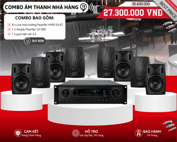 Bộ 8 Loa Treo Tường Cho Nhà Hàng | Pearller HYB125-6T