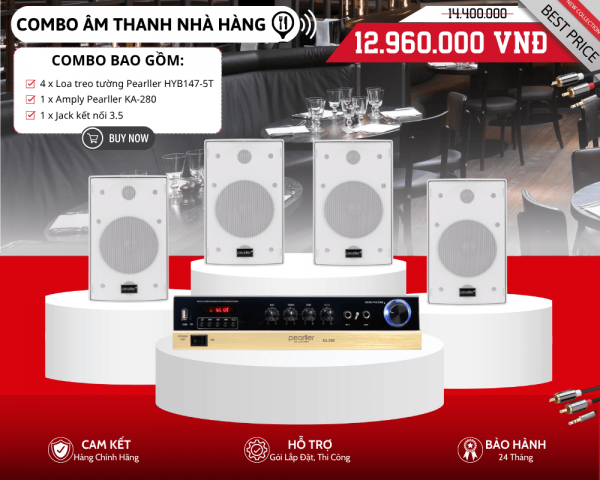 Hệ Thống Loa Phát Nhạc Nền Nhà Hàng Nhỏ Gọn | Pearller HYB147-5T