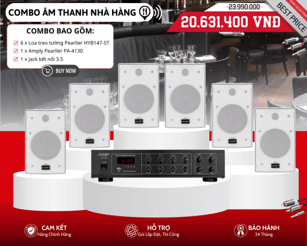 Bộ Loa Nghe Nhạc Nhà Hàng Chống Nước | Pearller HYB147-5T