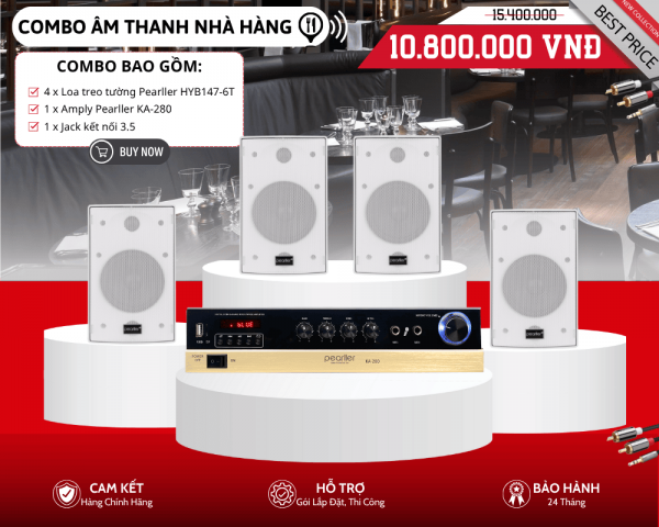 Hệ Thống Loa Nghe Nhạc Nền Cho Nhà Hàng | Bộ 4 Loa Pearller HYB147-6T