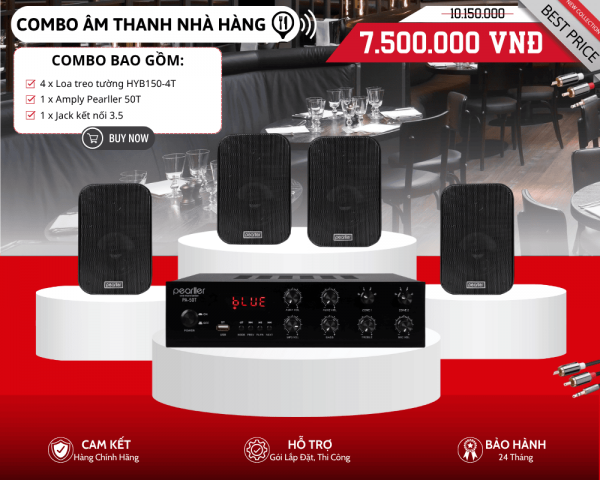 Dàn Loa Nhỏ Treo Tường Cho Nhà Hàng | 4 Loa Pearller HYB150-4T