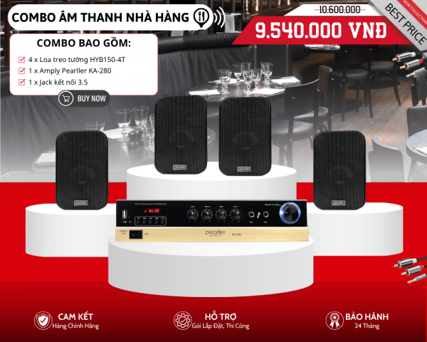 Bộ 4 Loa Nhỏ Cho Nhà Hàng | Pearller HYB150-4T