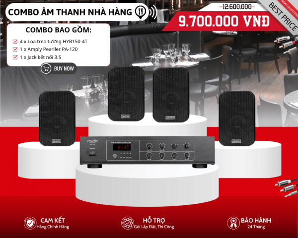Hệ Thống Loa Nghe Nhạc Thương Mại Nhỏ Gọn | Pearller HYB150-4T