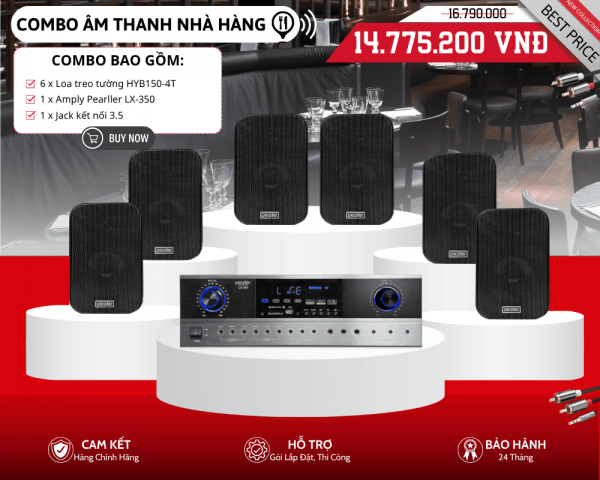 Bộ 6 Loa Treo Tường Mini Cho Nhà Hàng HYB150-4T | Tối Ưu Không Gian