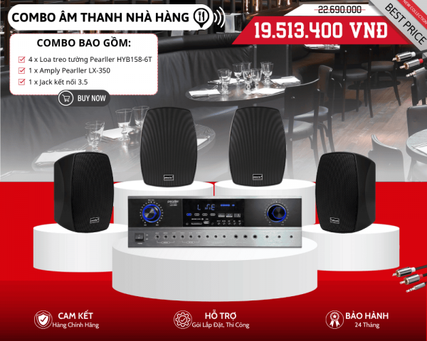 Bộ Loa Treo Tường Nghe Nhạc Hay Cho Nhà Hàng | Pearller HYB158-6T