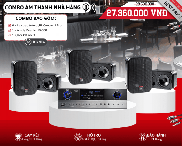 Bộ Loa Treo Tường Mini Cho Nhà Hàng | 6 Loa JBL Control 1 Pro