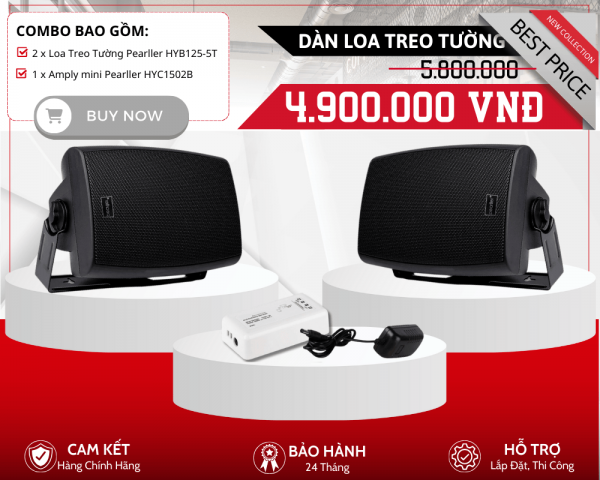 Bộ Loa Treo Tường Bluetooth Không Dùng Amply | Pearller HYB125-5T