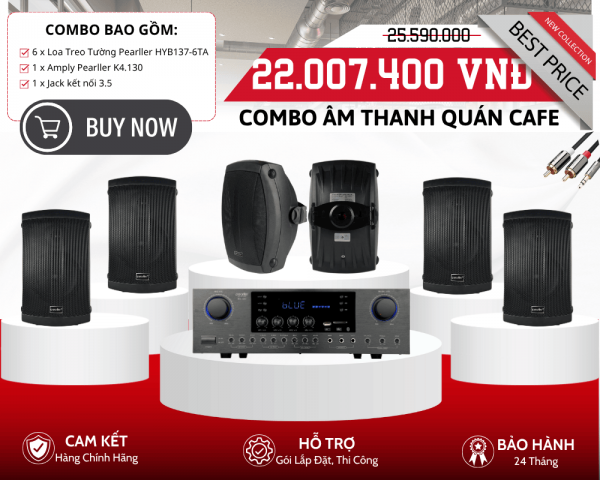 Bộ Loa Treo Tường Ngoài Trời Cho Quán Cafe HYB137-6TA | Chống Nước Hiệu Quả
