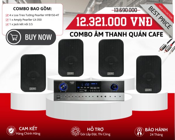 Loa Quán Cafe Treo Tường Pearller | 4 Loa Pearller HYB150-4T