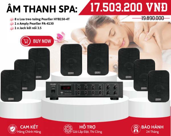 Hệ Thống Loa Nghe Nhạc Spa Nhỏ Gọn | 8 Loa Pearller HYB150-4T