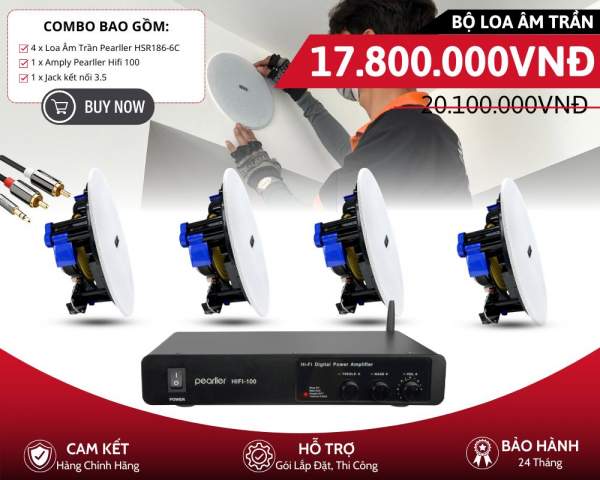 Bộ 4 Loa Âm Trần Pearller HSR186-6C | Bộ Loa Nghe Nhạc Chất Lượng Cao