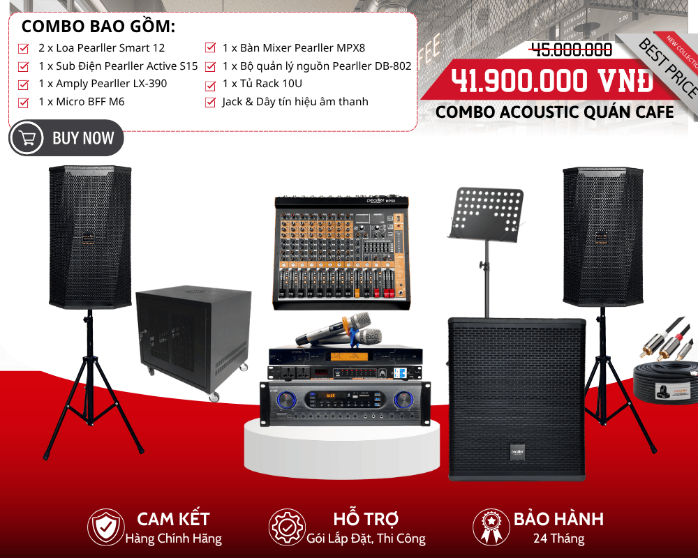 Dàn Âm Thanh Quán Cafe Acoustic - Loa Full Pearller Smart 12Pro