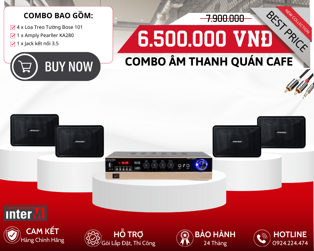 Lắp Đặt Loa Treo Tường Cho Quán Cafe - Bộ 4 Loa Bose 101