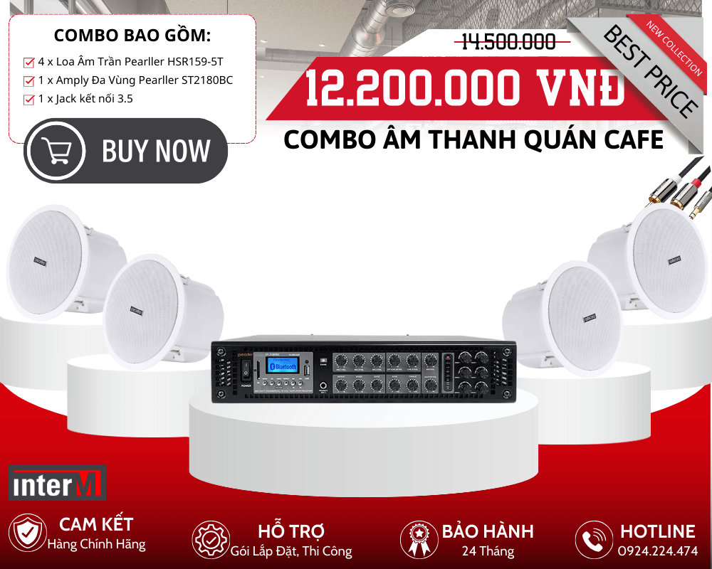 Dàn Loa Âm Trần Cho Quán Cà Phê - Bộ 4 loa Pearller HSR159-5T