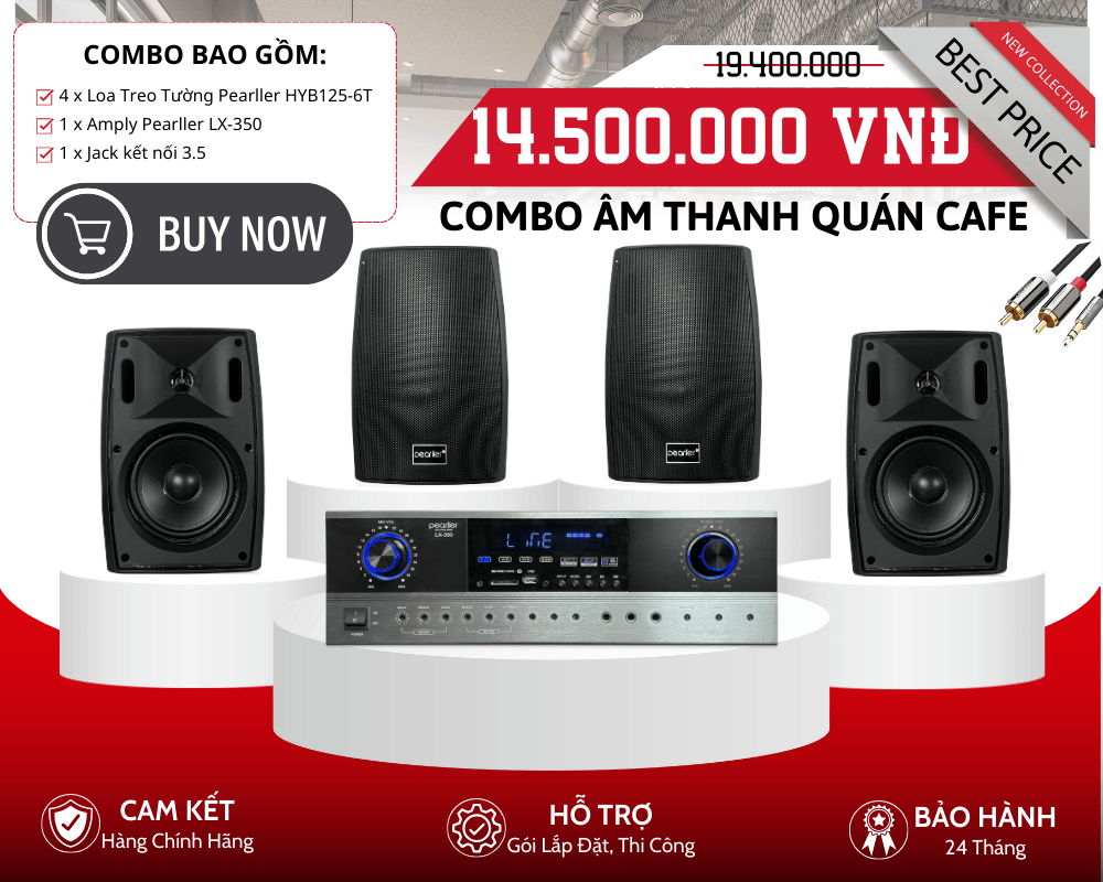 bộ 4 loa pearller hyb125 6t cho quán cafe