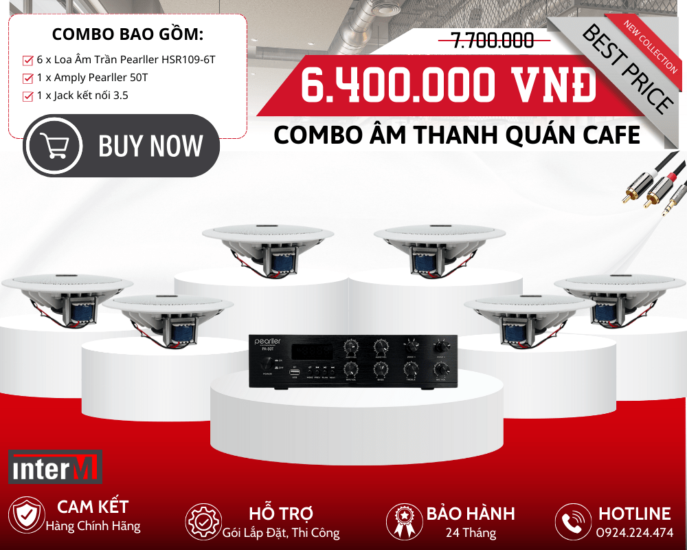 Hệ Thống Loa Âm Trần Quán Cafe - Bộ 6 Loa Pearller HSR109-6T