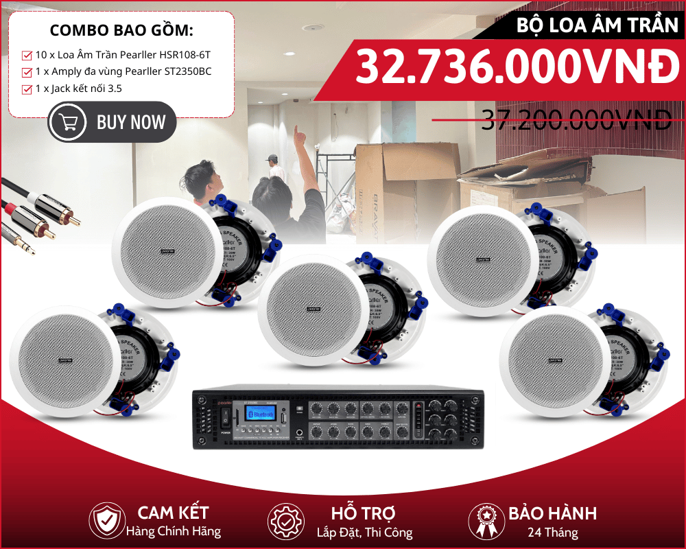 Dàn Loa Âm Trần Nghe Nhạc Hay - Bộ 10 Loa Pearller HSR108-6T
