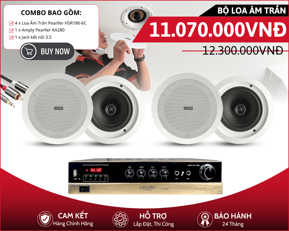 Dàn Loa Âm Trần Nghe Nhạc - 4 Loa Pearller HSR182-6T