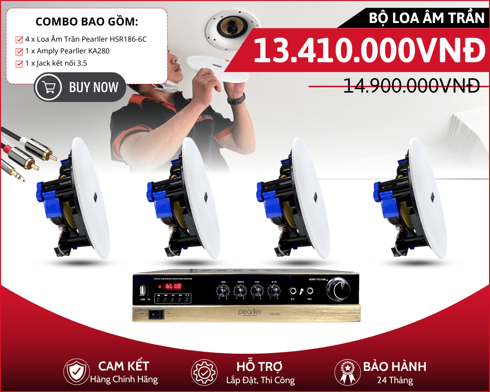 Bộ 4 Loa Âm Trần Pearller HSR186-6C | Nghe Nhạc Nền Hay