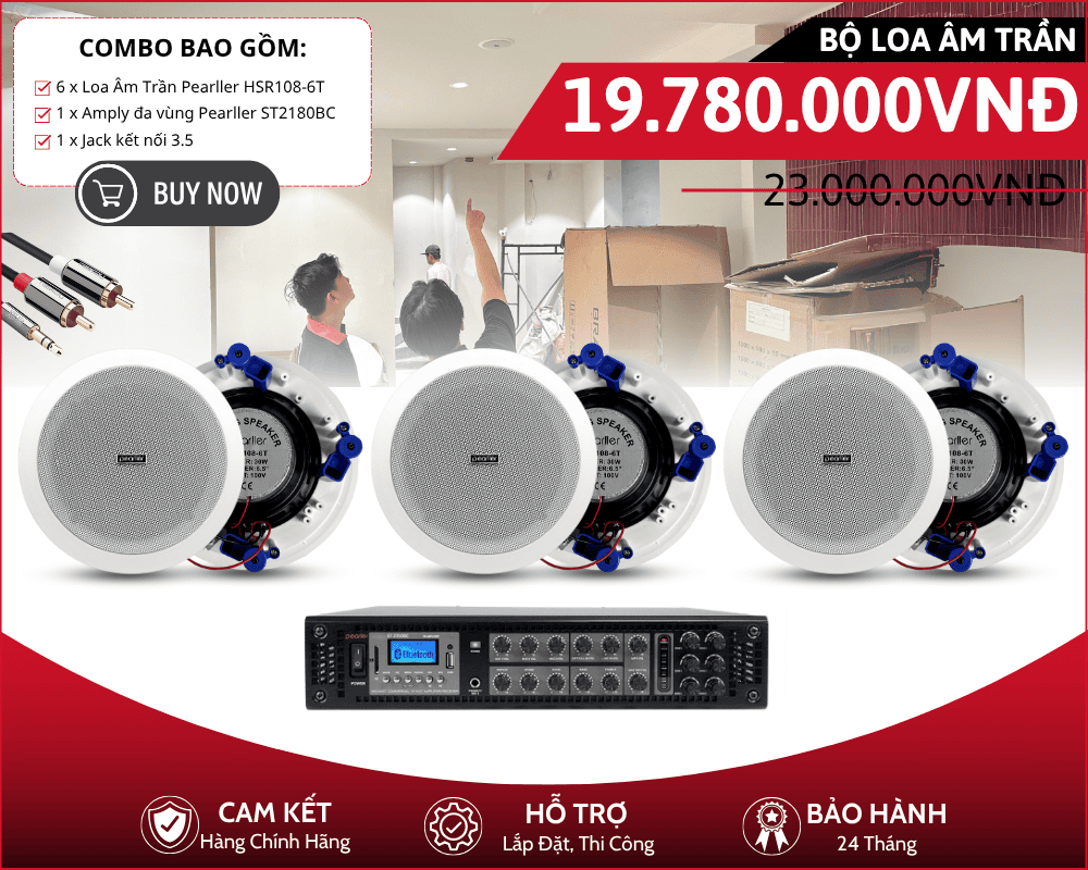 Dàn Loa Âm Trần Pearller - Bộ 6 Loa Pearller HSR108-6T