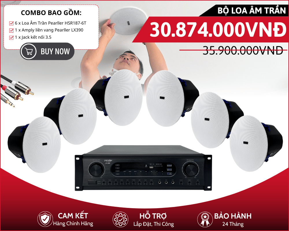 Combo Loa Âm Trần Pearller Cao Cấp - Bộ 6 Loa Pearller HSR187-6T