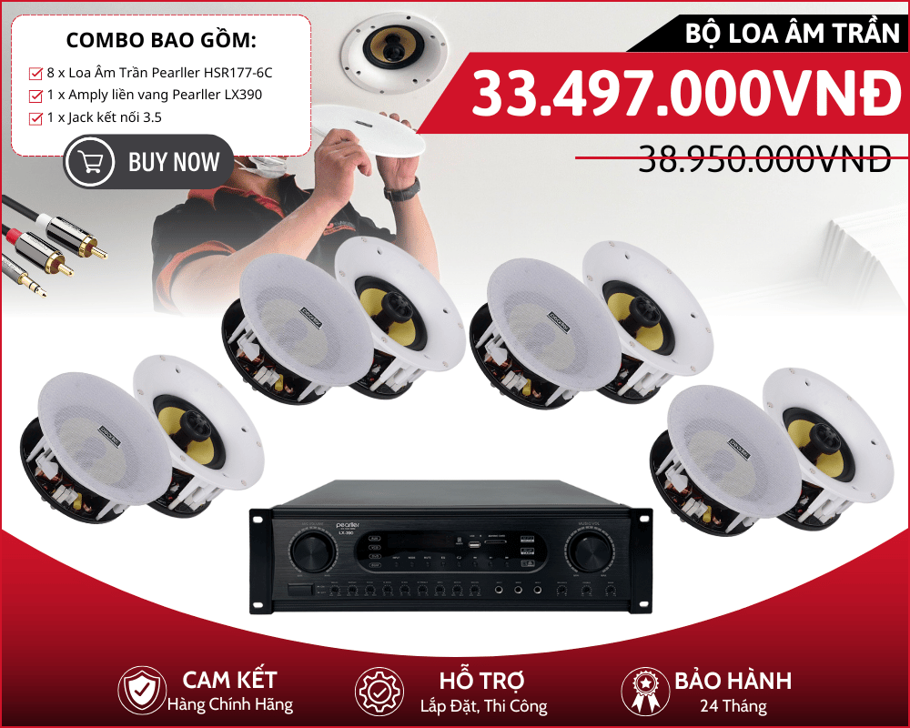 Dàn 8 Loa Âm Trần Pearller HSR177-6C Nghe Nhạc Hay