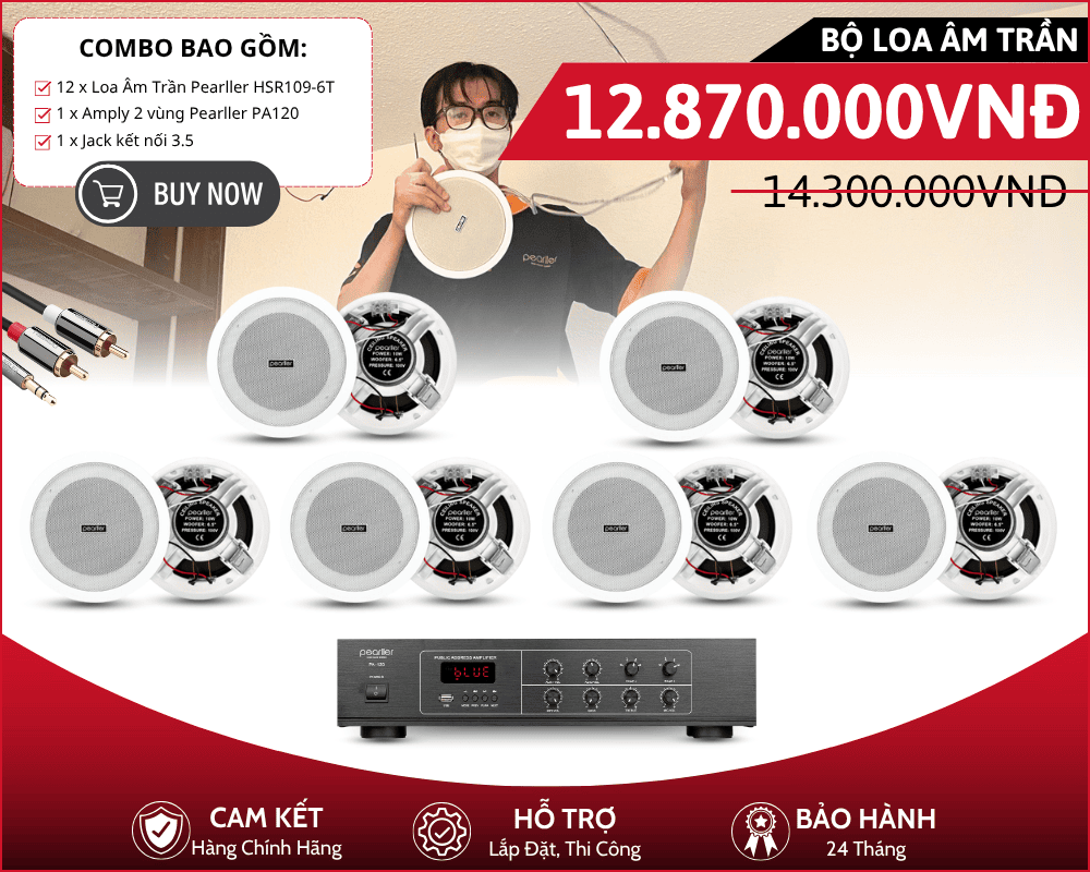 Dàn Loa Âm Trần Pearller - Bộ 12 Loa HSR109-6T