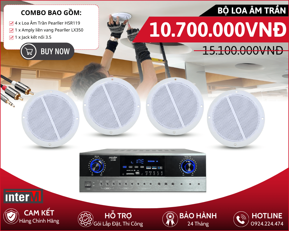 Bộ Loa Âm Trần Nghe Nhạc Hay - 4 Loa Pearller HSR119