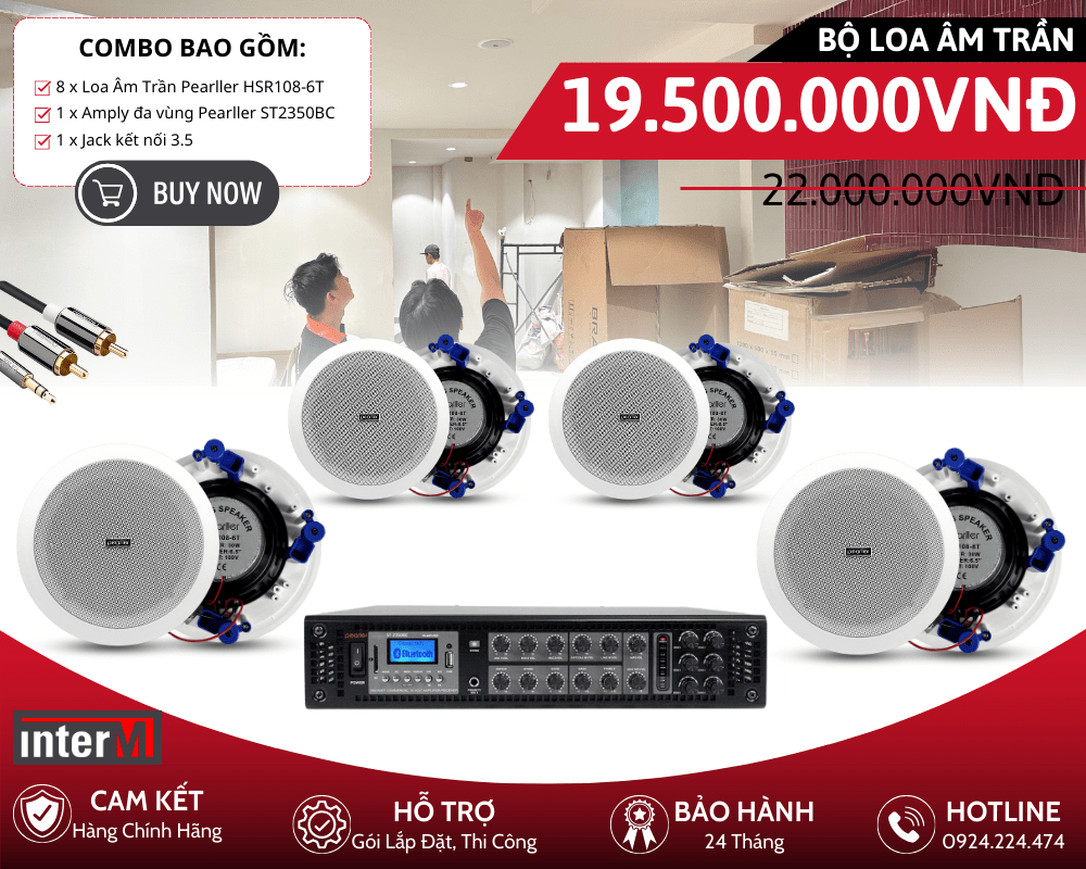 Hệ Thống Loa Âm Trần - Bộ 8 Loa Pearller HSR108-6T