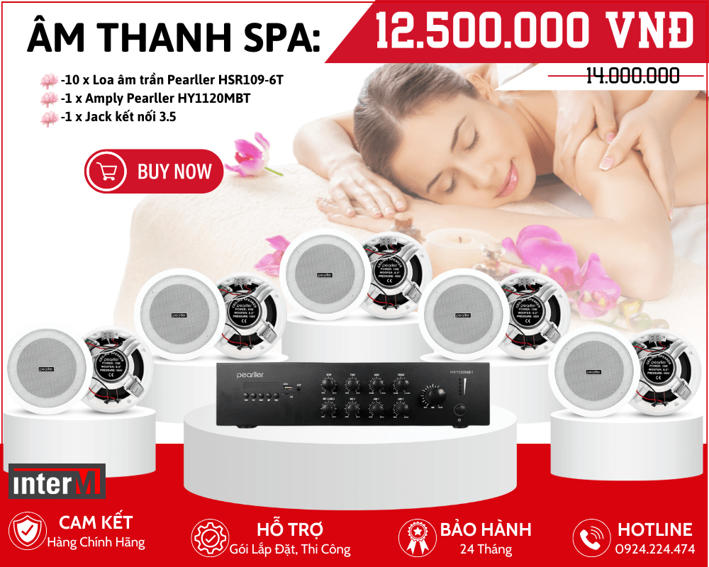 Combo Loa Nghe Nhạc Spa - Bộ Loa Âm Trần Pearller HSR109-6T