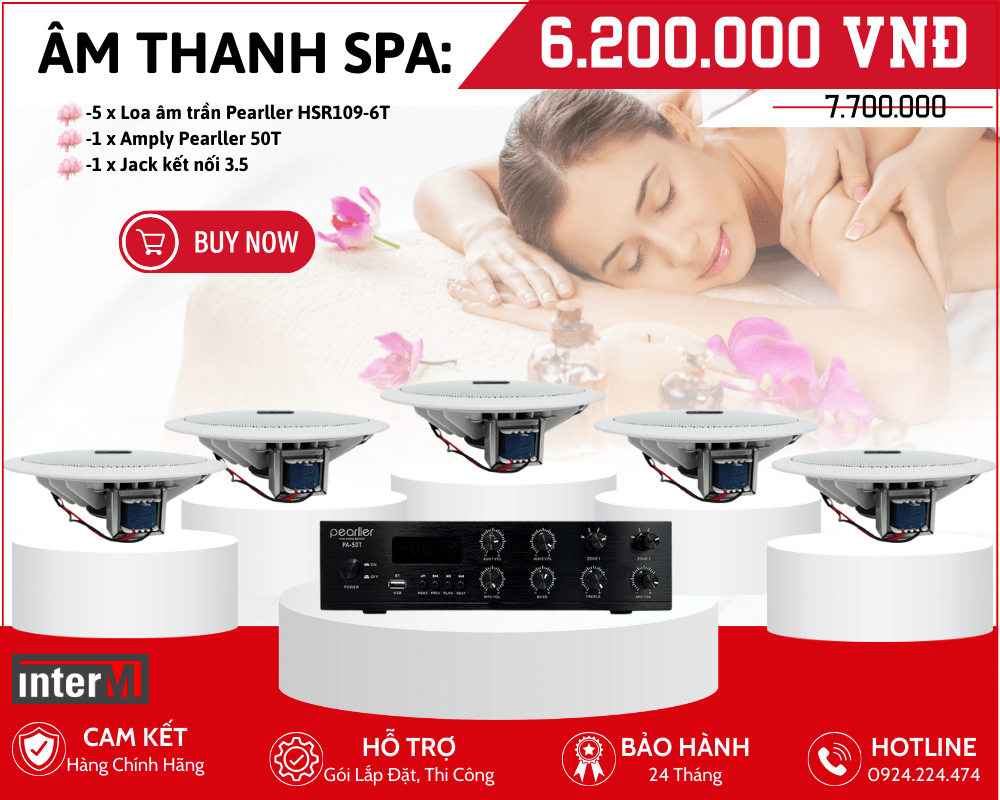 Dàn Loa Nghe Nhạc Spa - Bộ 5 Loa Âm Trần Pearller HSR109-6T