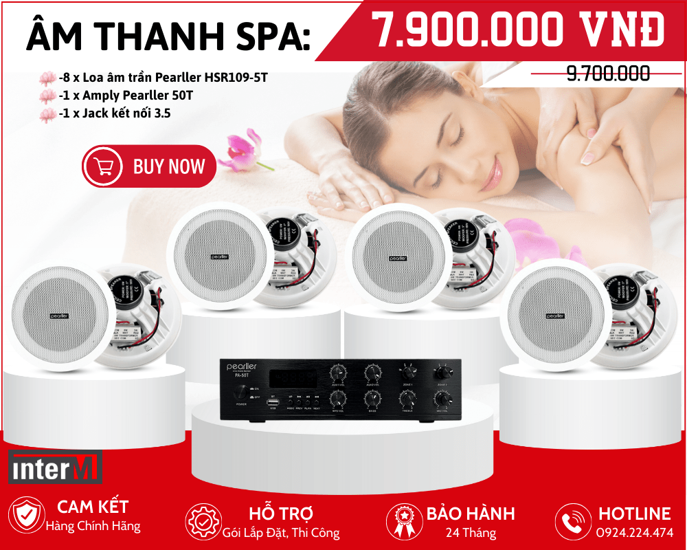 Bộ loa nghe nhạc Spa - Dàn 8 Loa Âm Trần Pearller HSR109-5T