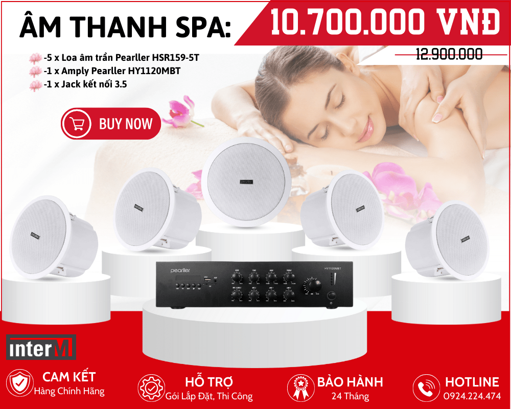 Combo Loa Nghe Nhạc Spa - Dàn 5 Loa Âm Trần Pearller HSR159-5T