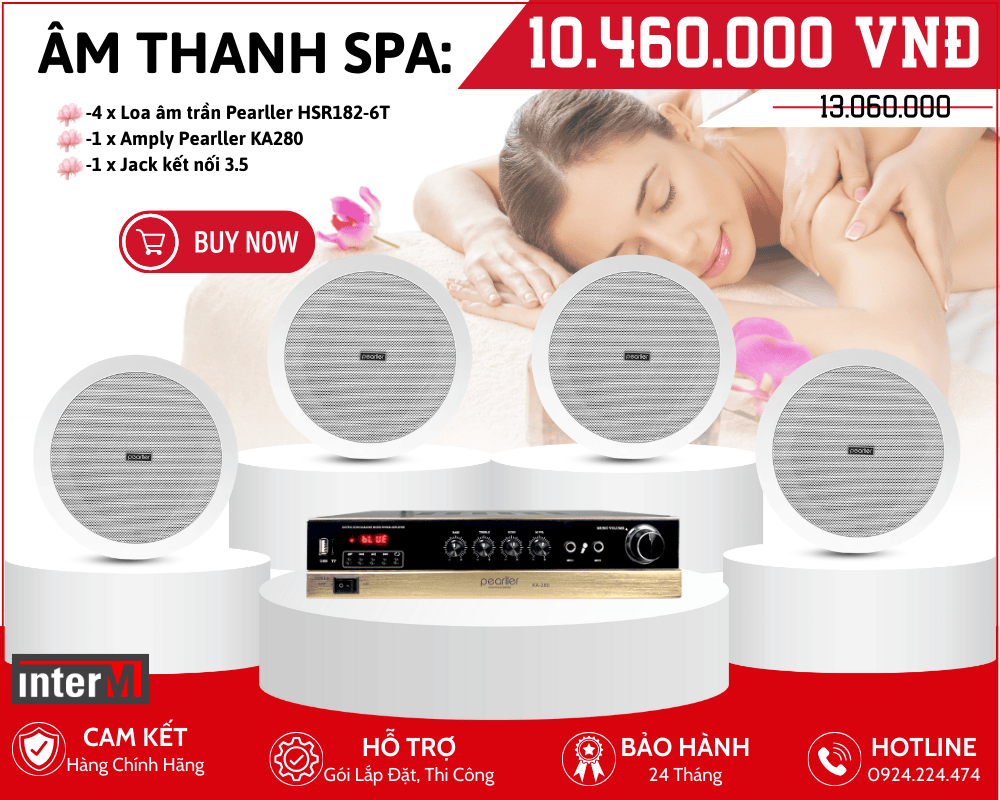 Bộ Âm Thanh Cho Spa - Dàn 4 Loa Âm Trần Pearller HSR182-6T