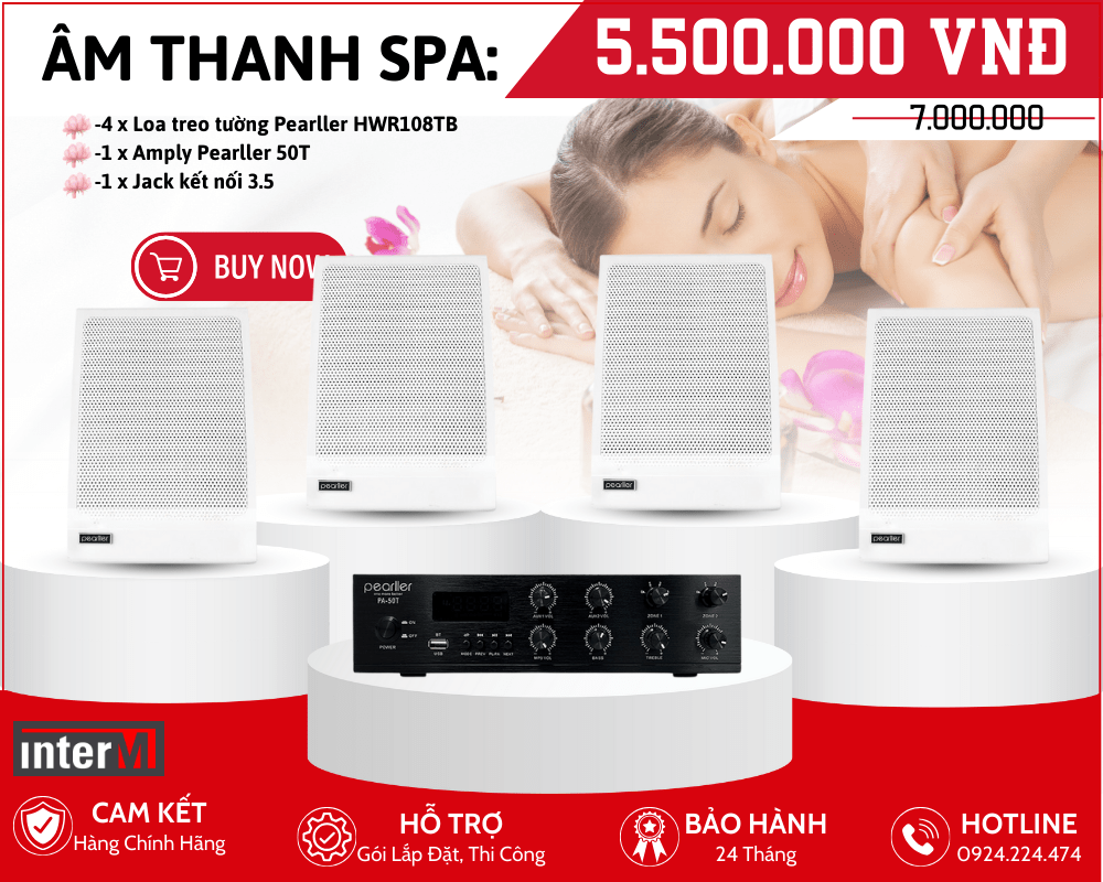 Lắp Đặt Loa Nghe Nhạc Spa - Bộ 4 Loa treo tường Pearller HWR108TB