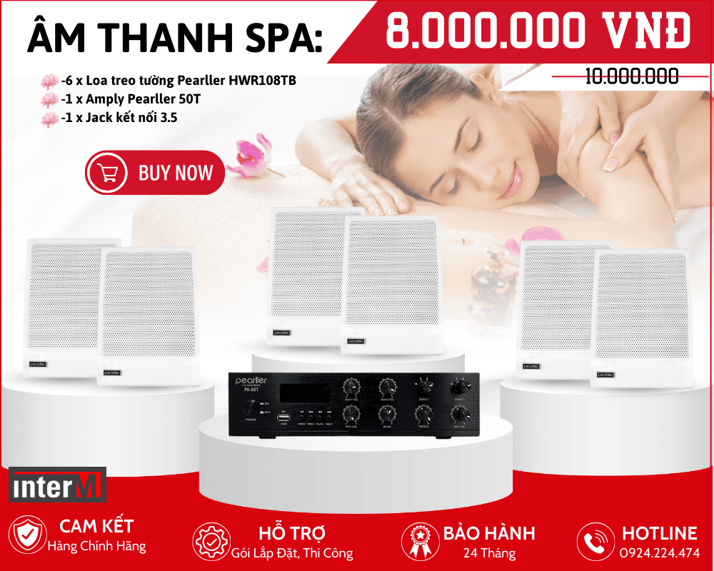 Lắp đặt loa nghe nhạc spa - Bộ 6 Loa treo tường Pearller HWR108TB