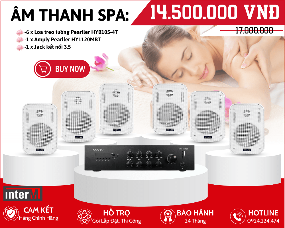 Lắp Đặt Âm Thanh Spa - Bộ 6 Loa Treo Tường Pearller HYB105-4T