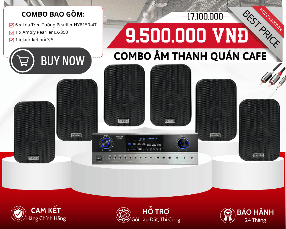 Bộ Loa Treo Tường Quán Cafe - 6 Loa Pearller HYB150-4T