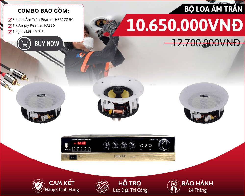 Bộ Loa Âm Trần Cho Spa - Bộ 3 Loa Pearller HSR177-5C