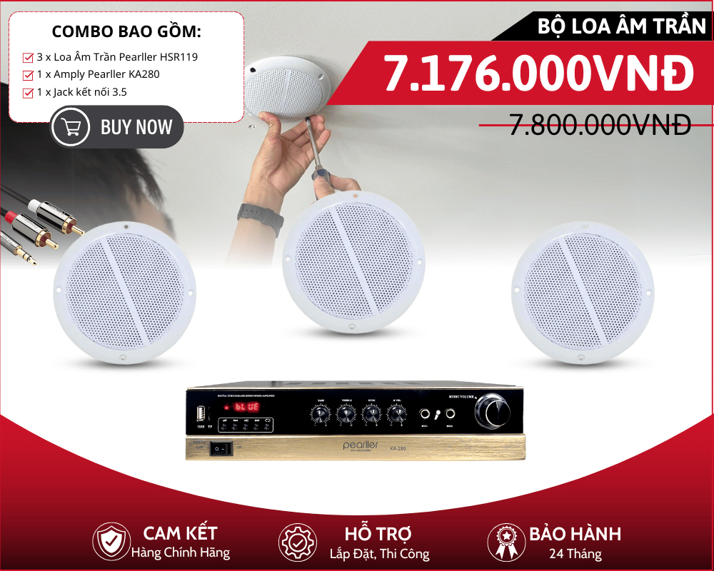 Bộ Loa Nghe Nhạc Âm Trần Nhỏ Gọn - 3 Loa Âm Trần Pearller HSR119
