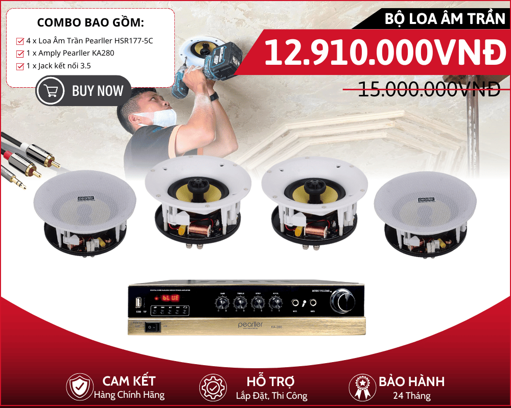 Dàn 4 Loa Âm Trần Nghe Nhạc Nền - Pearller HSR177-5C