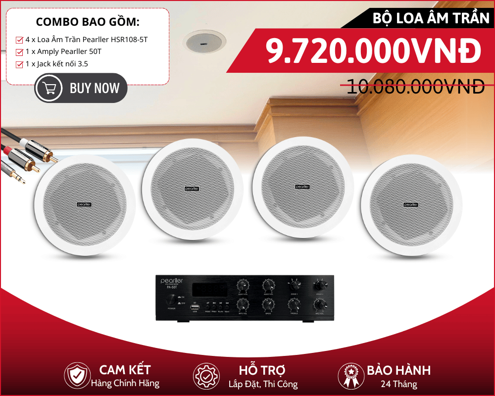 Dàn Loa Âm Trần Nghe Nhạc Hay - 4 Loa Pearller HSR108-5T