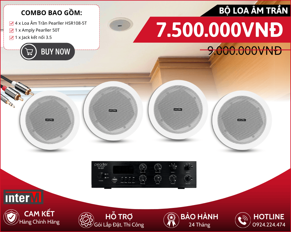 Dàn Loa Âm Trần Nghe Nhạc Hay - 4 Loa Pearller HSR108-5T