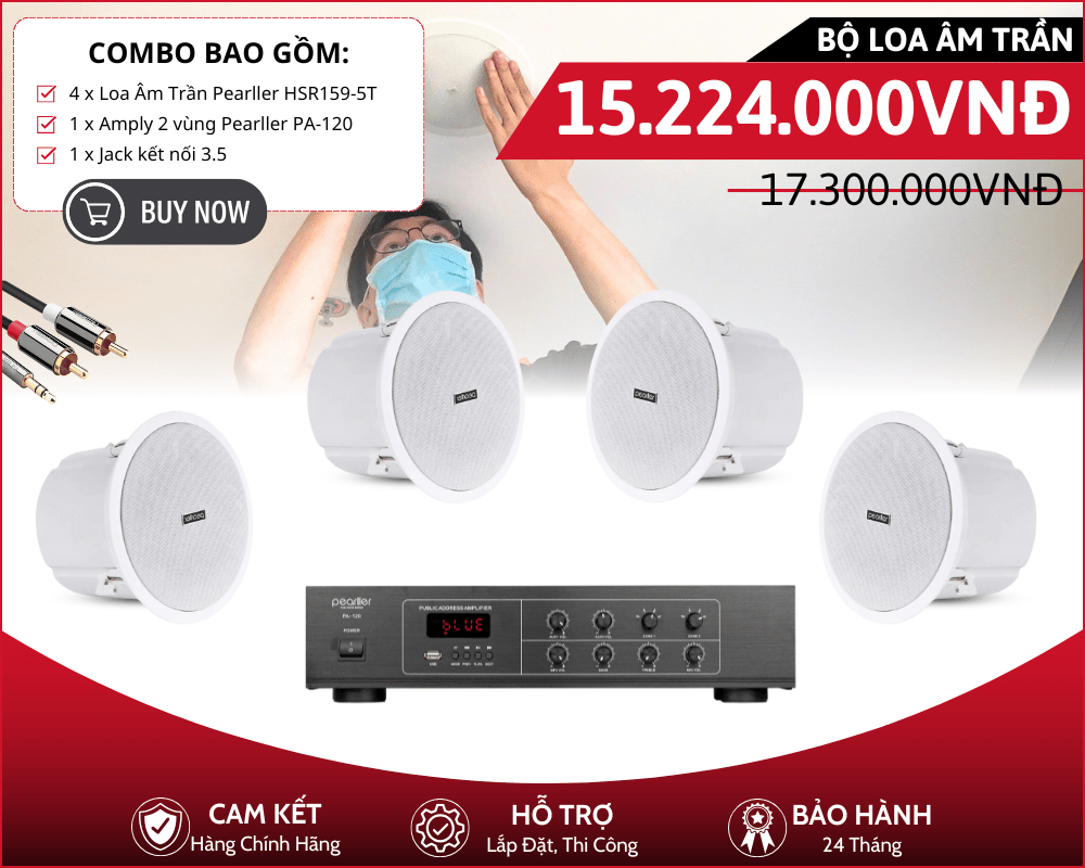 Bộ 4 Loa Âm Trần Nghe Nhạc Nền | Pearller HSR159-5T