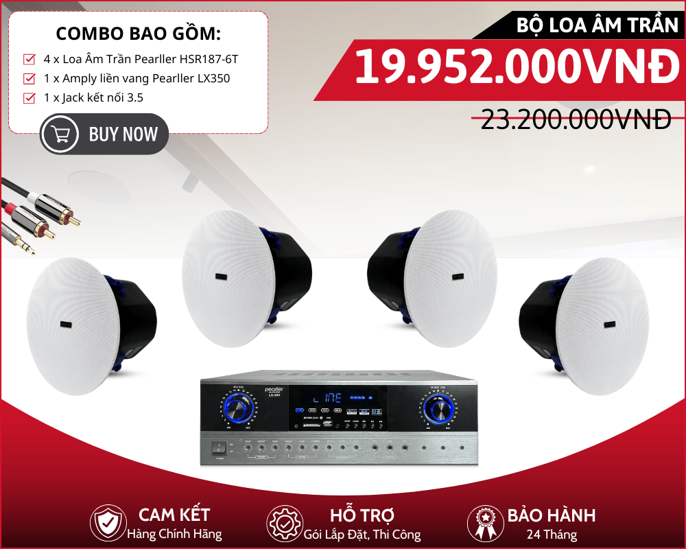 Bộ 4 Loa Âm Trần Cao Cấp Nghe Nhạc Hay - Pearller HSR187-6T