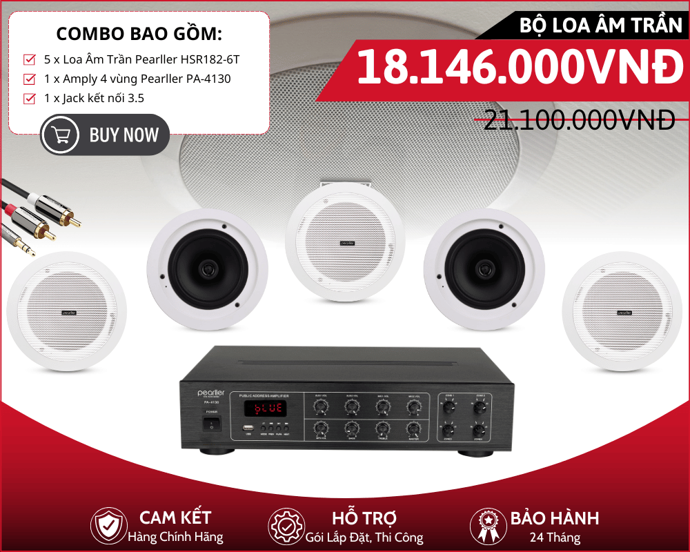 Dàn 5 Loa Âm Trần Nghe Nhạc Nền Hay - Pearller HSR182-6T