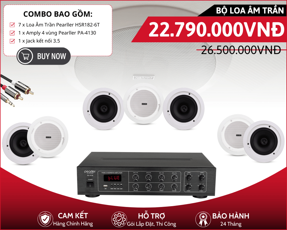 Dàn Loa Âm Trần Nghe Nhạc Chia 4 Vùng - 7 Loa Pearller HSR182-6T
