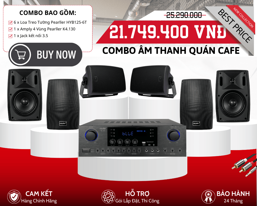 Dàn 6 Loa Treo Tường Trong Nhà và Ngoài Trời Chia 4 Vùng - Pearller HYB125-6T