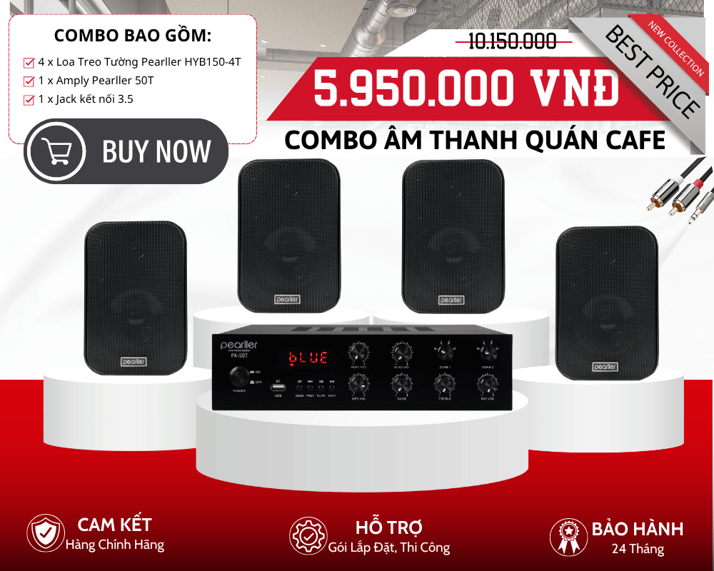 Loa Treo Tường Nhỏ Gọn Cho Quán Cafe - Bộ Loa Pearller HYB150-4T