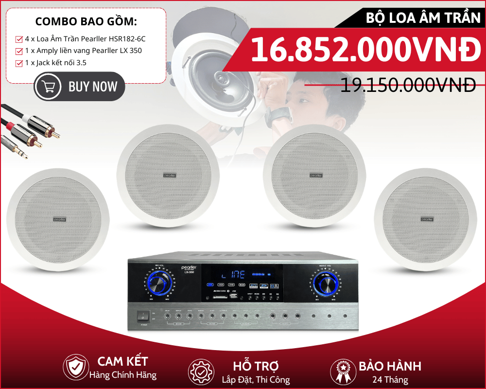 Dàn 4 Loa Âm Trần Nghe Nhạc Hay  | Pearller HSR182-6C